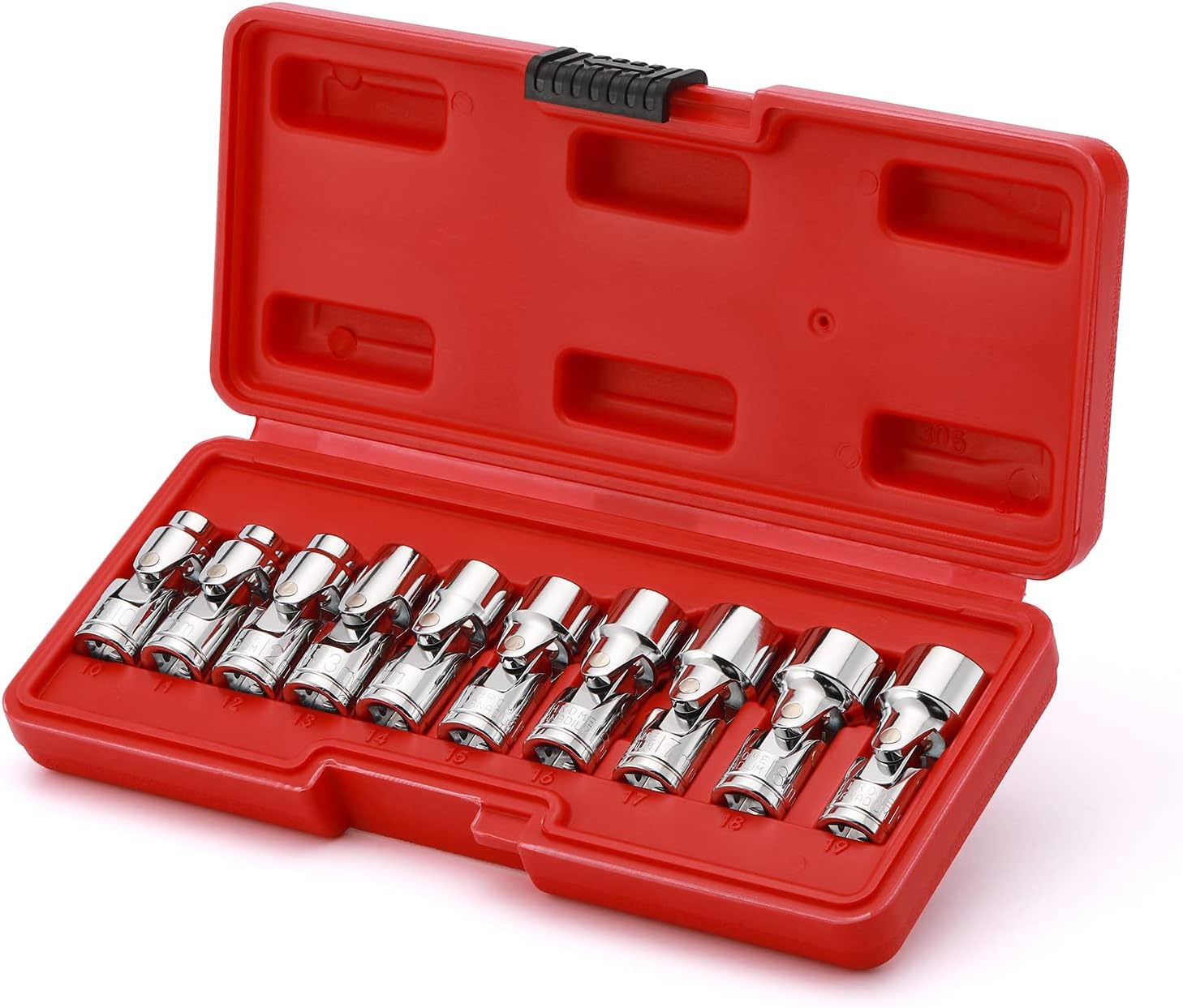 EMENTOL 10PCS 3/8" Drive Universal Joint Socket Set, 6 Point, Metric Universal Flex Socket Set, CR-V, Swivel Head, 10mm - 19mm