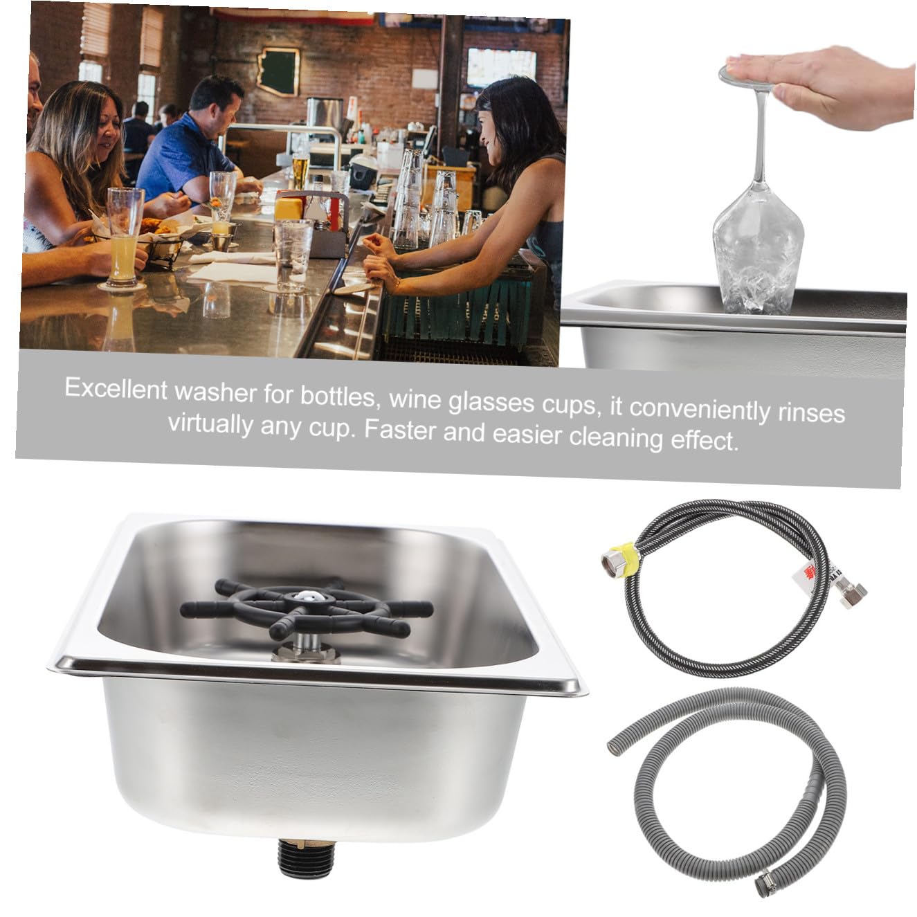 VILLCASE Scolaborraccia in Acciaio Inox e Silicone, Lavabicchieri per Lavello da Cucina e Bar, Pulizia, Robusto e Affidabile