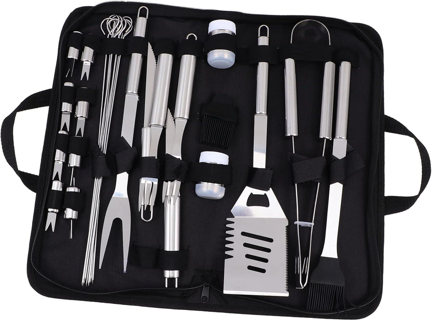 SUPVOX 1Set Stainless Steel BBQ Tools Portable Outdoor Grilling Accessories with Oxford Bag for Camping Picnics and Giving for Barbecue Enthusiasts