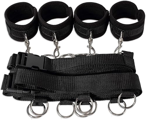 BDSM - Juego de restricciones para cama sexual, juguetes sexuales, correas de bondage, puños para muslos para tobillos y muñecas, esposas sexis