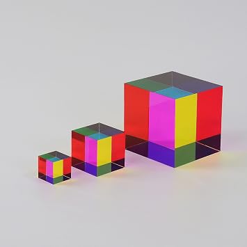 CMY Cubes Original Mega 95mm - Cyan, Magenta & Yellow Cube - Optical Color Cube - Teaches Subtractive Color Mixing - Educational, Scientific, Physics & Kinetic Art Desk Object, STEAM