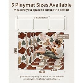 Blissful Diary Portable Baby Play Mats for Floor, Thicker Cushioned Foldable Baby Crawling Mat for Indoor Outdoor, Non-Slip & Washable Kids Playmat for Tummy Time Activity, Boho 43 X 43