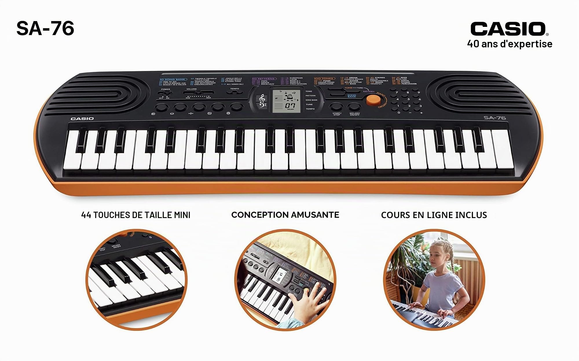 Casio - SA-76 - Clavier - Casio SA-76-44 Mini-Touches Noir