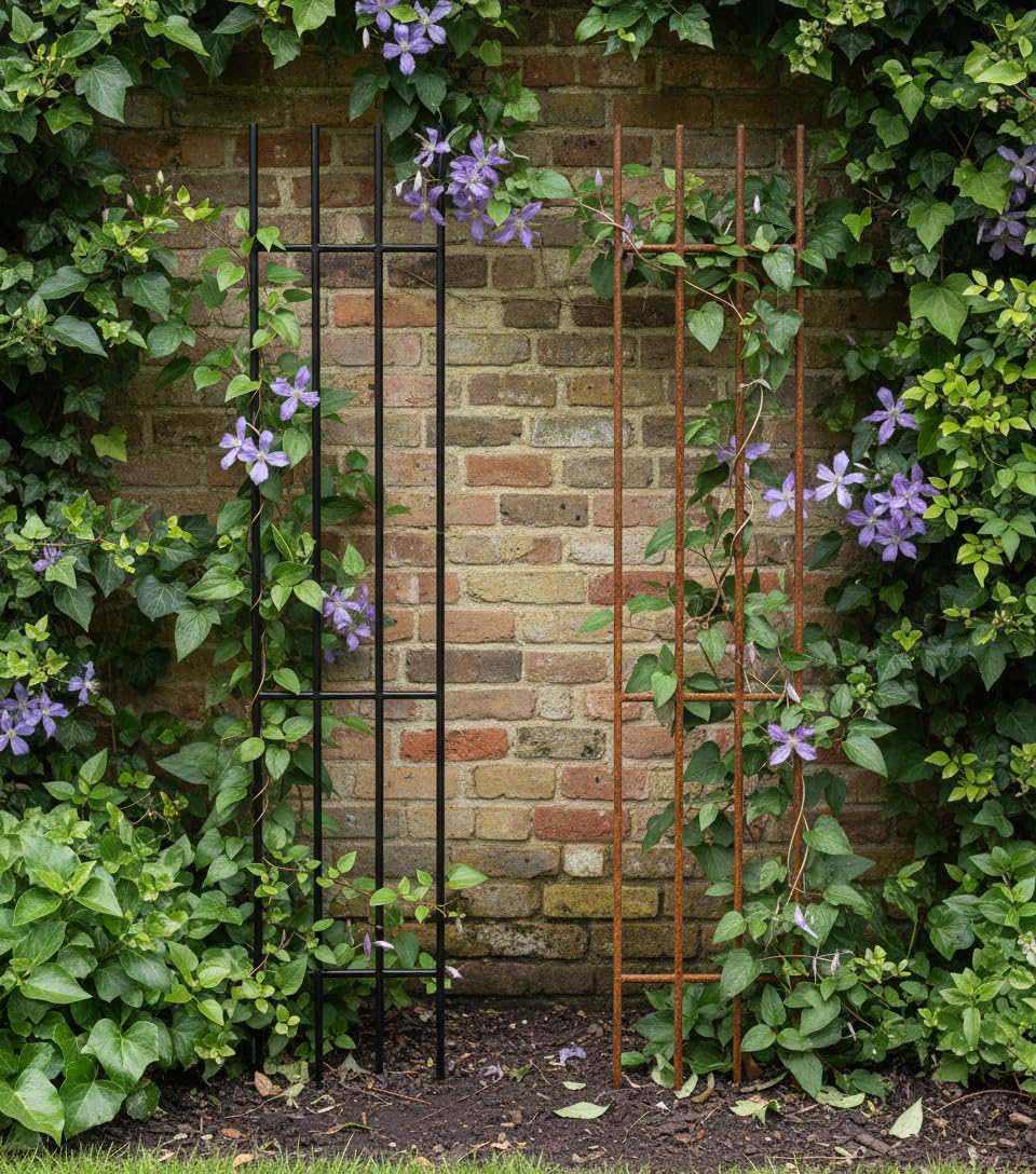 Kapaga – Lot de 3 Treillis pour Plantes grimpantes 150 cm – Tuteur de Jardin en métal – Support pour Plantes grimpantes, Fleurs et arbustes – Treillis extérieur décoratif – Noir | Support pour plantes grimpantes - Support de fleurs - Support pour plantes