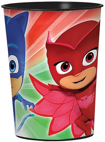 PJ Masks - Vaso de plástico para regalo, 16 onzas (paquete de 1), recipientes multicolor y duraderos, perfectos para fiestas, eventos y exhibiciones