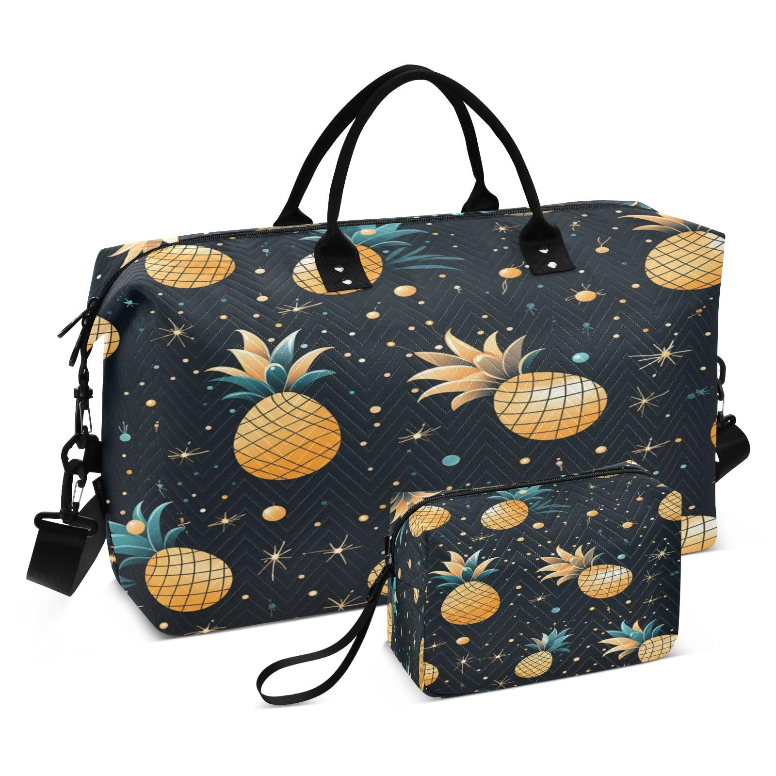 Fruit Pattern Pineapples Sports Swim Gym Bag Weekender Duffel Travel Bags Handbag with Makeup Storage Bag for Girls Men