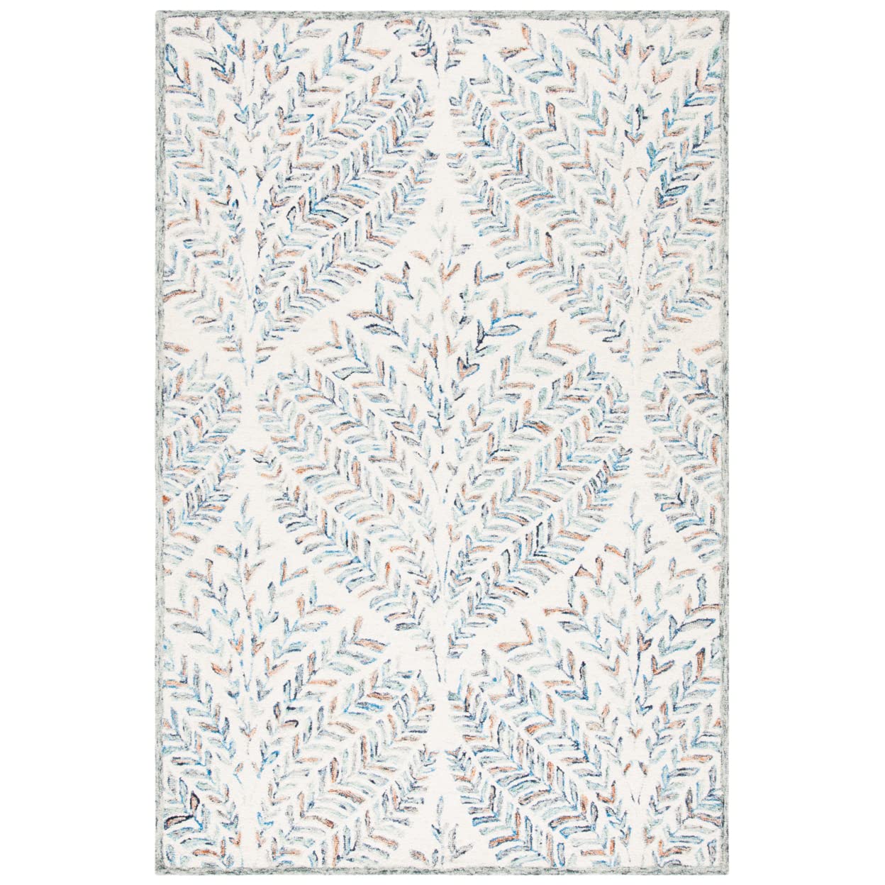 Tapis à poil court facile à nettoyer beige et bleu Capri pour entrée et cuisine