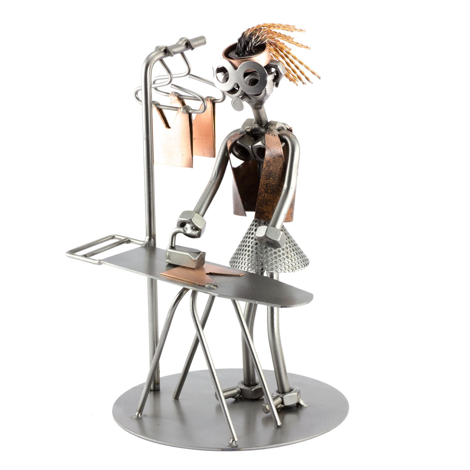 Steelman24 I Nuts and bolts sculpture Woman Ironing I Handmade ornaments I Made in Germany I I Metal figurine