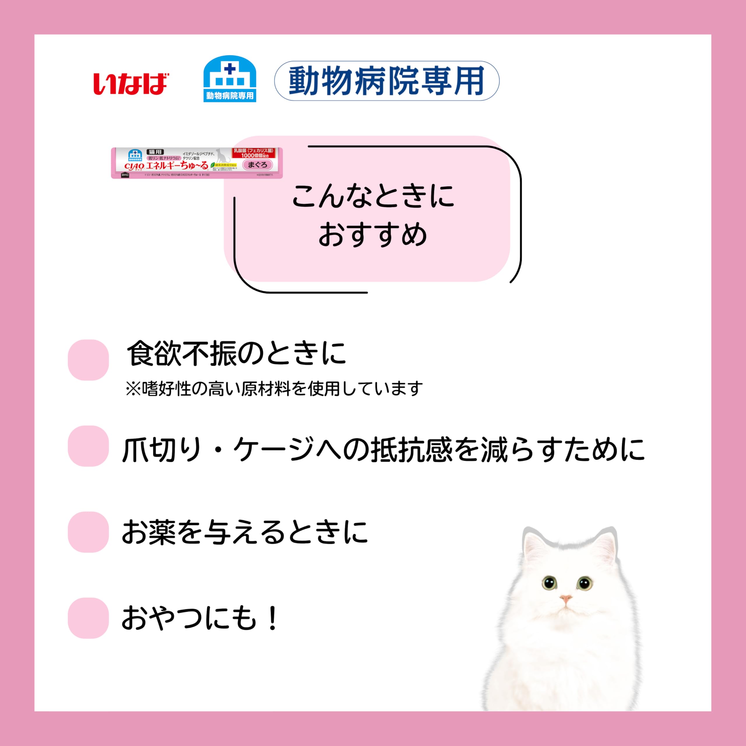 動物病院専用 いなばのハイカロリー エネルギーちゅ～る マグロ味 腎臓に優しいタイプ65本　猫用 ばら売り可 動物病院専用 猫用 エネルギーちゅ〜る まぐろ 低リン低ナトリウム 14g