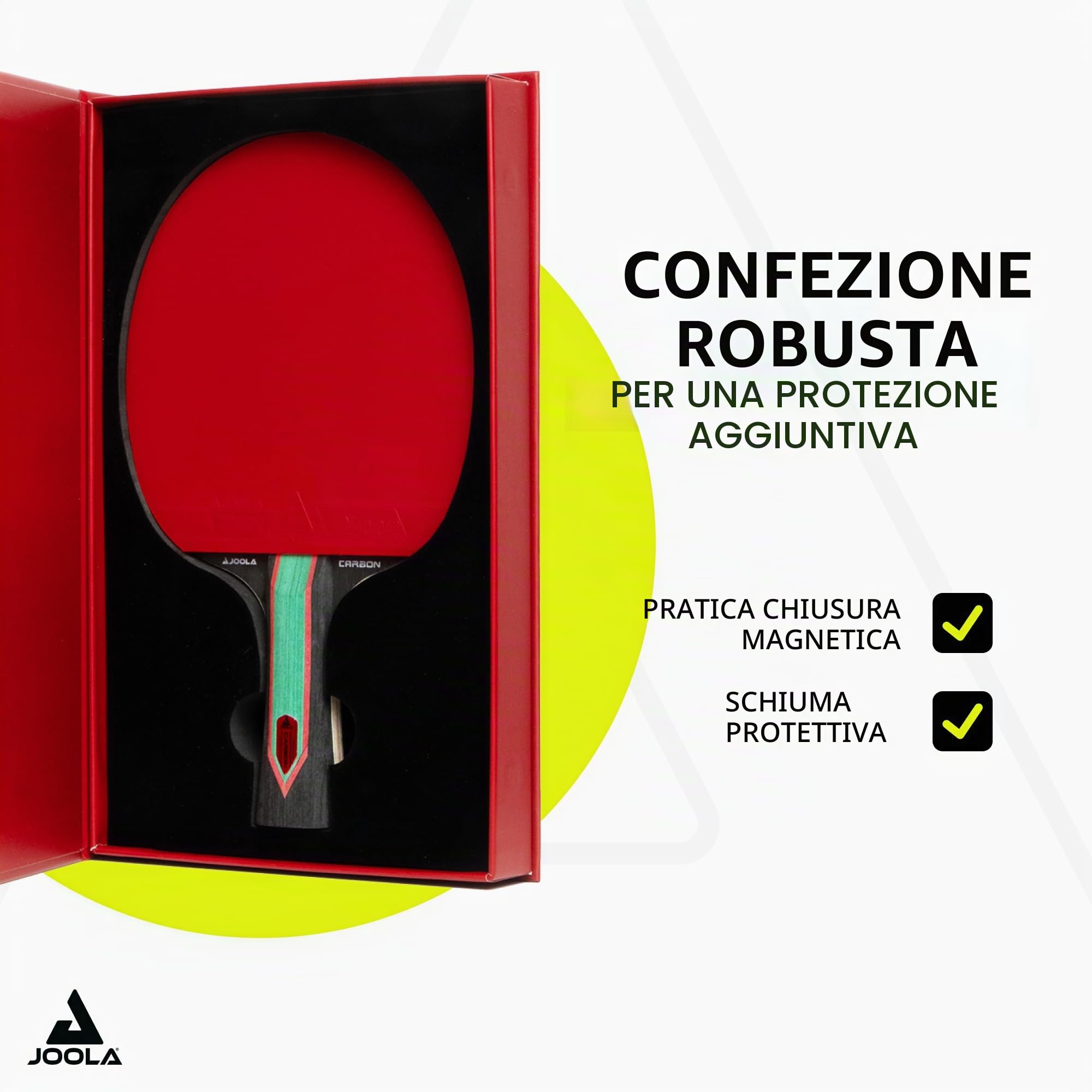 JOOLA RED Carbon – Racchetta da Ping Pong in Carbonio con Confezione Magnetica