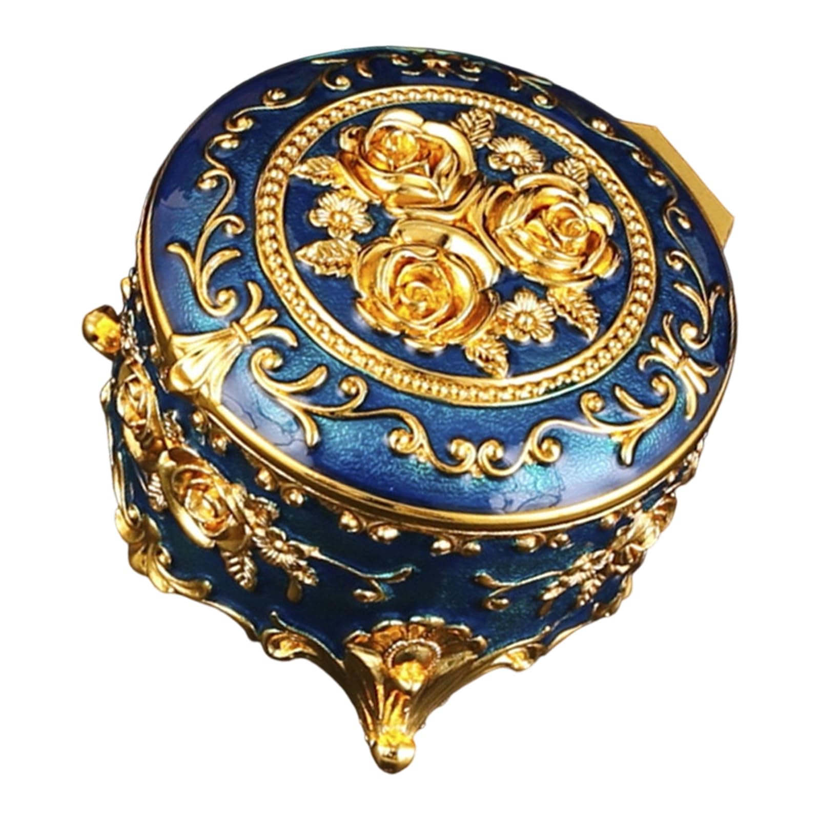 Obotsnoi Decorative Enameled Coated Metal Jewelry Box with European Rose Designs for Gift Giving Decorative Coating Storage Box