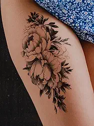 Tatuagem minimalista tinta preta e branca peônia presente temporária impermeável tatuagem no braço traseiro perna 1 pacote