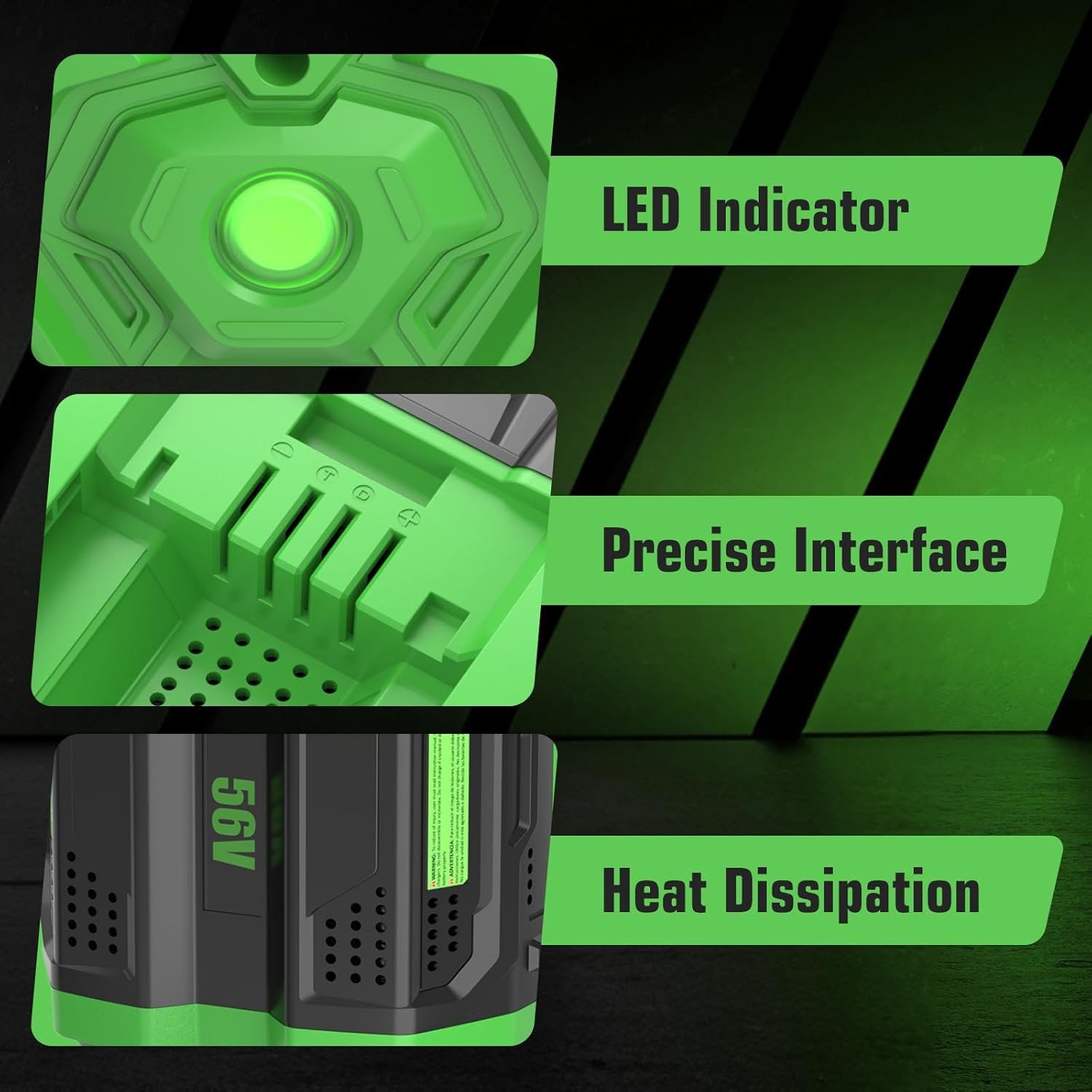 2 Packs 56 Volt Lithium ion Battery BA2800T Replacement for EGO 56V Battery 5000mAh(Black) - Image 5