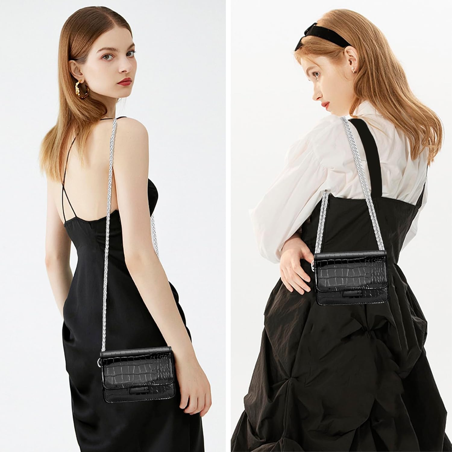 LJCZKA Mini Crossbody Bags for Women y2k Small Square Purse with Chain Strap Clutch Evening Handbags for Dressy, Prom, Party - Image 2