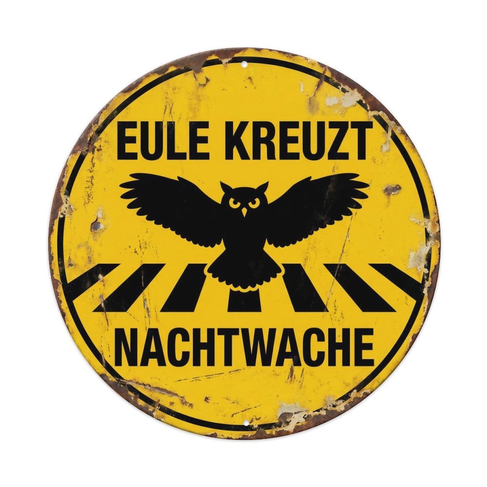 Cwbufd Vintage Style Owl Crossing Night Watch Aged Vintage Metal Tin Sign Plaque Wall Decor For Cafe, Club Bar, Office, Garden Metal Poster 8X8inch