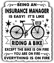 (4Pcs-2.5in) Insurance Manager Vinyl Sticker – Being an Insurance Manager is Easy, It's Like Ride A Bike On Fire - Waterproof Vinyl Stickers Gift for Coworker - Decal for Laptop, Water Bottles