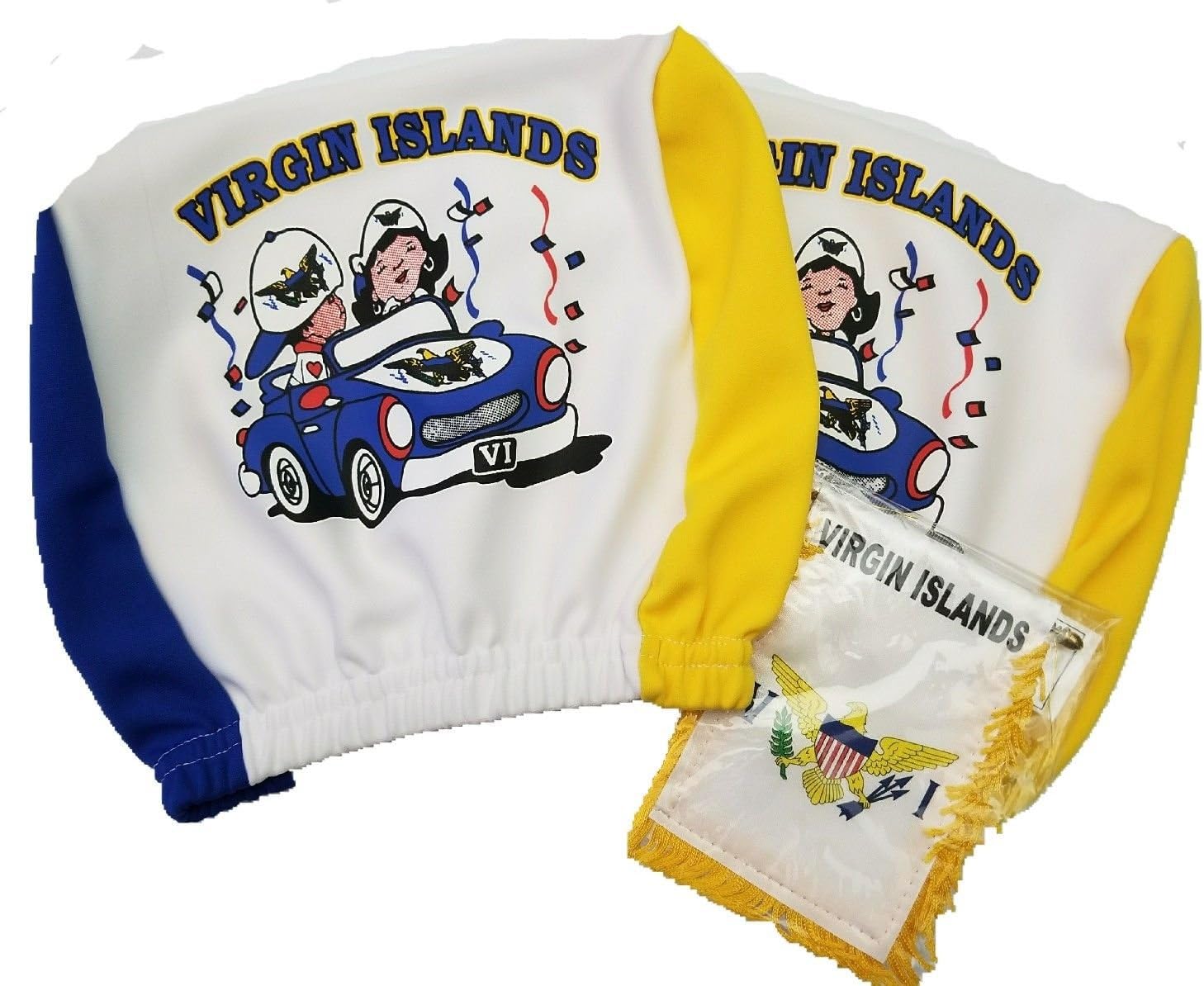 St Thomas U.S Virgin Islands Headrest Cover Flag Fit for Cars Vans Trucks-Sold by a Pairs w/Virgin Islands Boxing Gloves