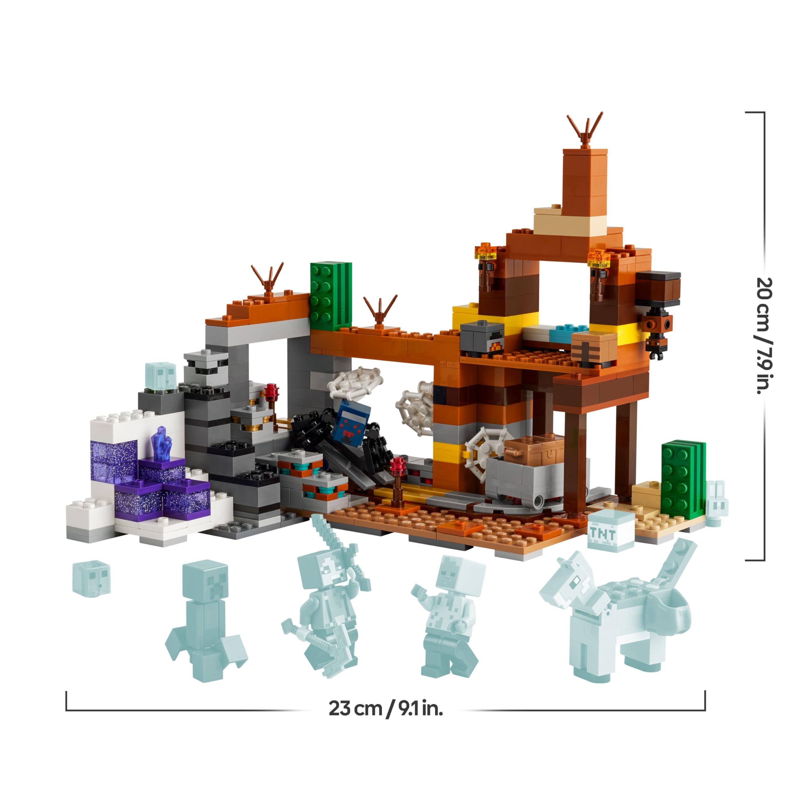 LEGO Minecraft The Badlands Mineshaft - Interactive Toy with Explorer, Creeper and Spider Figures, Plus Exploding TNT Function - Gaming Gift for 8+ Year Old Boys & Girls - 21263