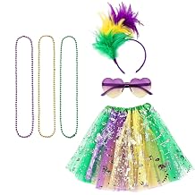 Mardi Gras Outfit Set Feather Headband Mask Earrings Bracelet for Carnival Halloween Party Costume Decoration
