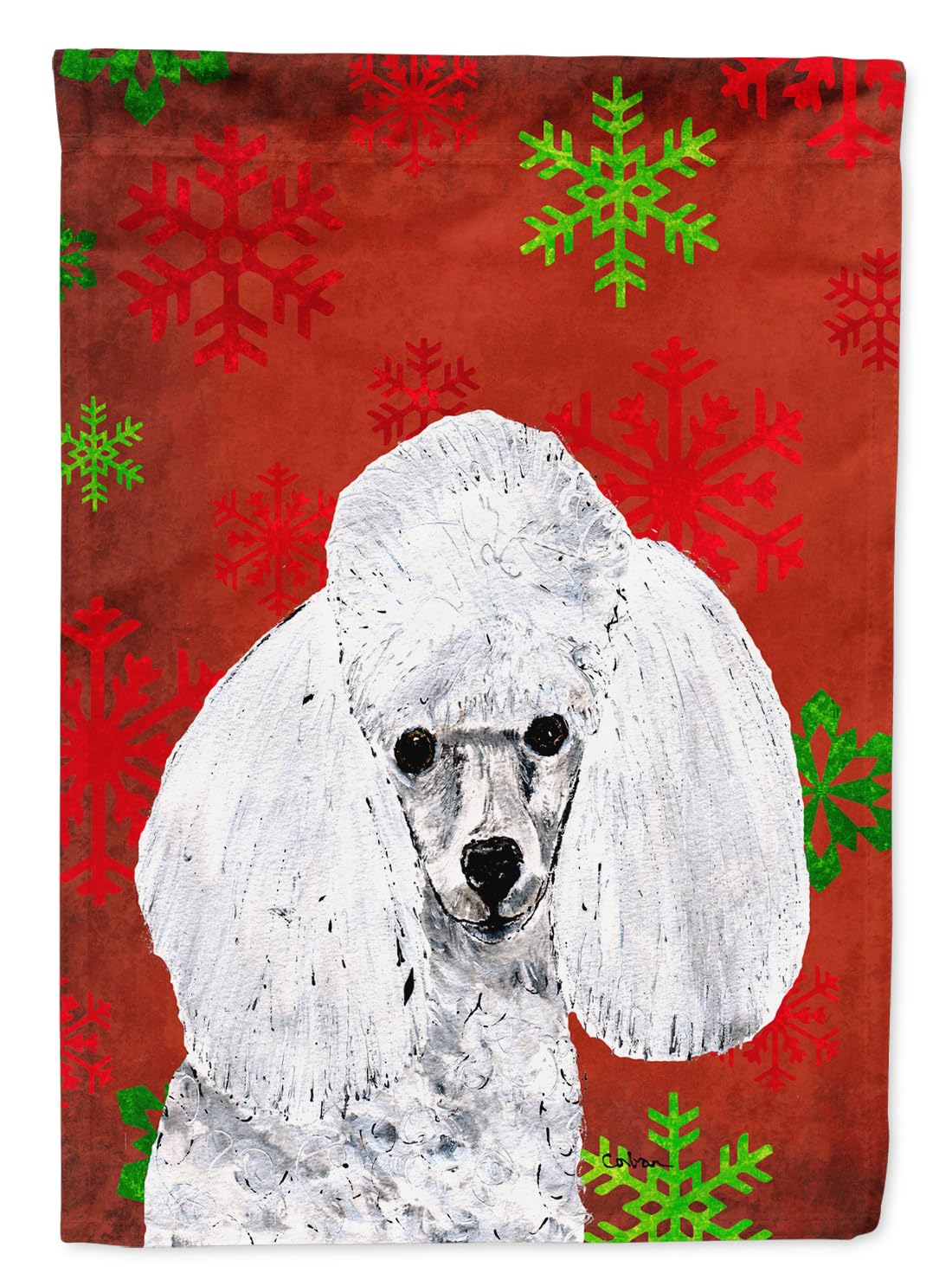 Caniche rouge et flocons de neige sur ce drapeau festif Caroline's Treasures pour sublimer l'hiver