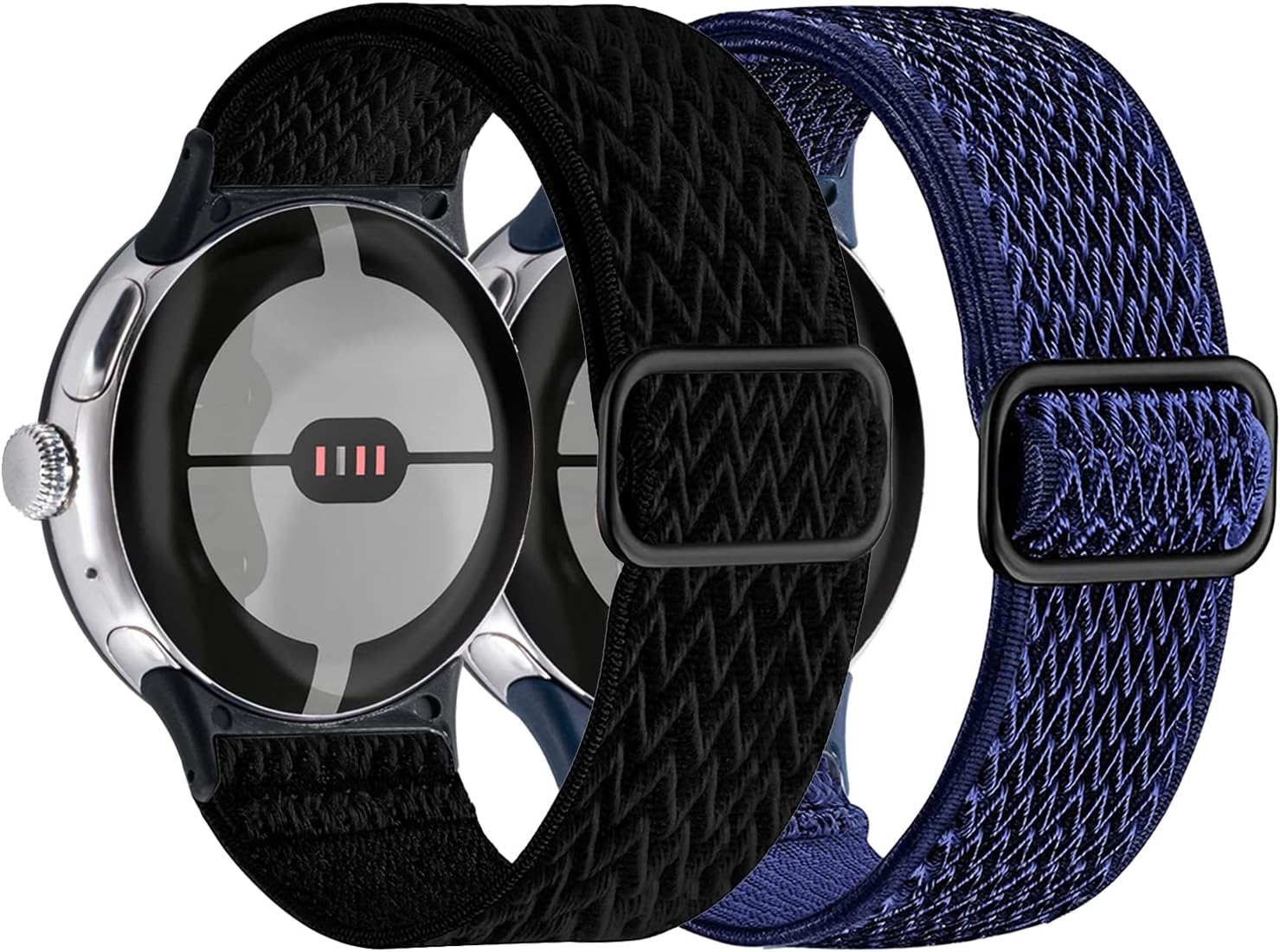 voma Elastic Nylon Bands Compatible with Google Pixel Watch Band 2022, Adjustable Stretchy Nylon Solo Loop Breathable Sport Straps Wristbands for Women Men