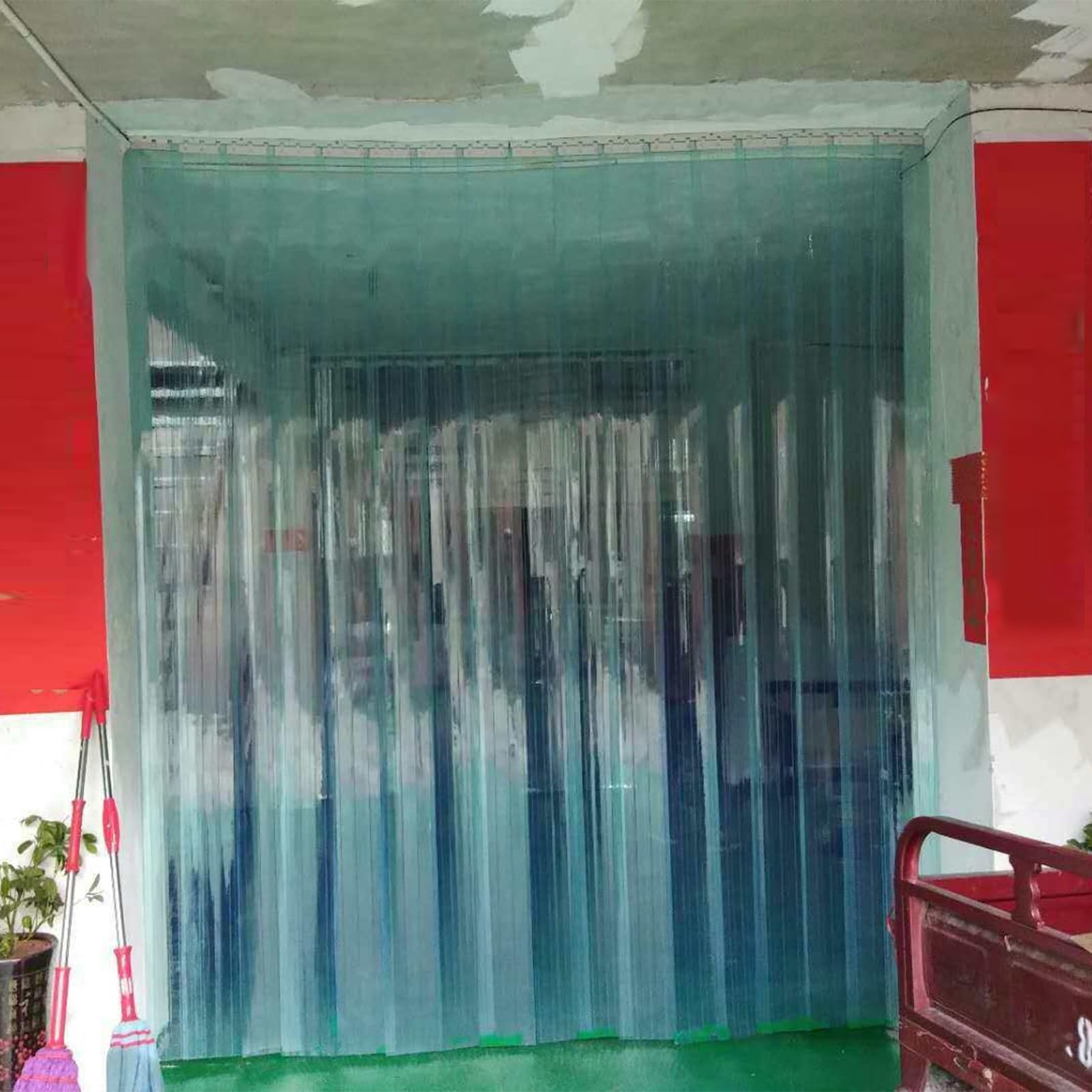 Rideau à Lamelles Verticales Rideaux Lanières PVC Isolation Thermique Air Curtain Entrepôts Chambres Froides(56.7" W x 82.7" L/144x210cm)