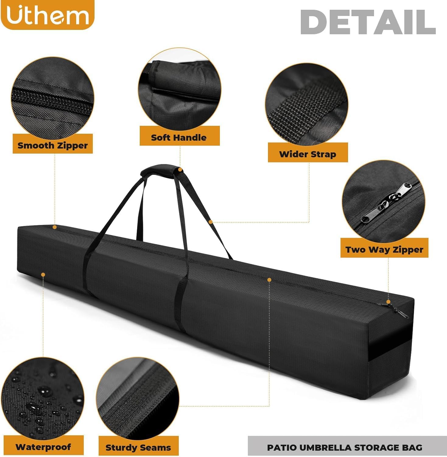 Patio Umbrella Storage Bag 67 Inch Waterproof Oversized Outdoor Beach Umbrella Carrying Bag (Black)