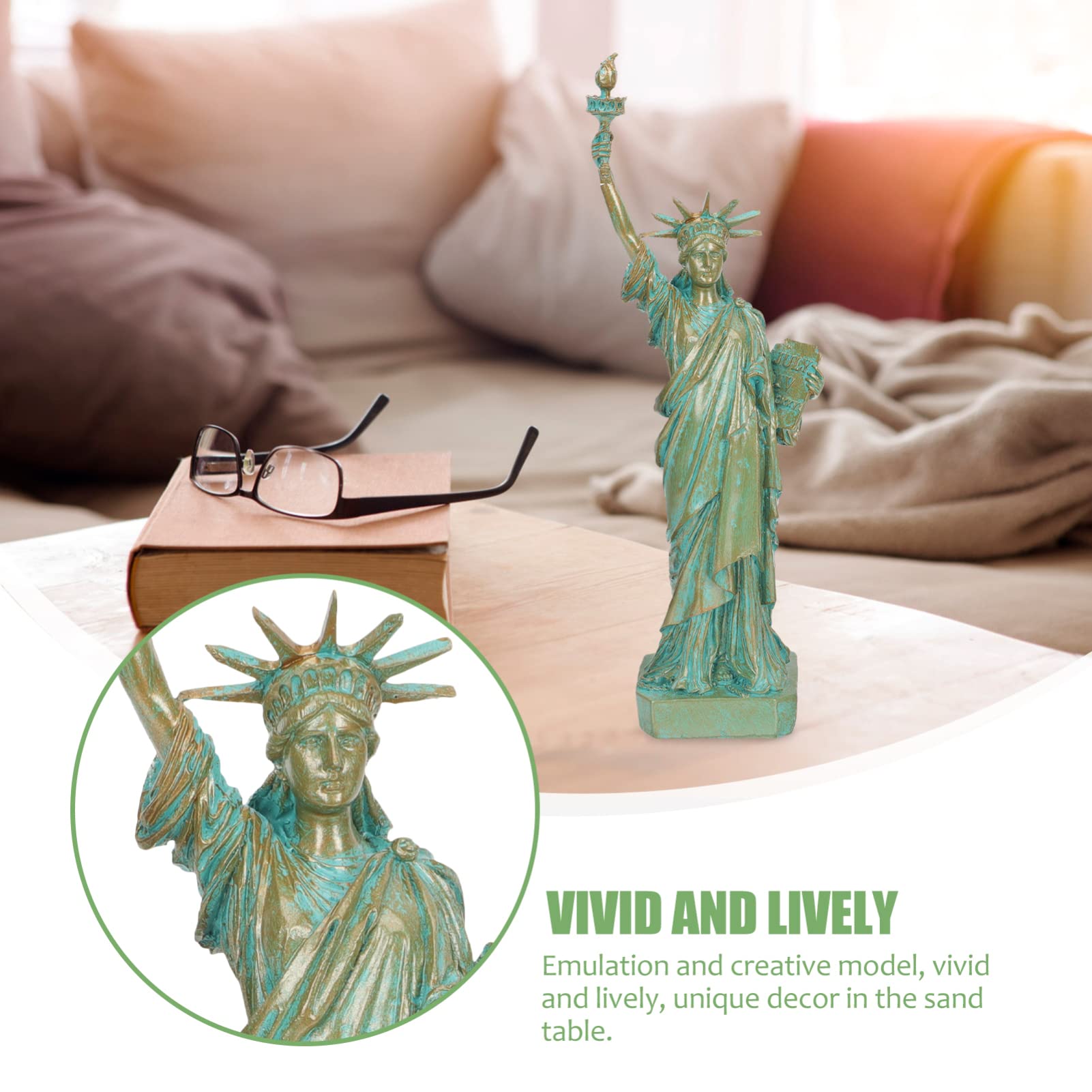 Mini Statue De La Liberté En Résine – Réplique New York 30,5 Cm, Déco Bureau & Paysage Vert Patiné