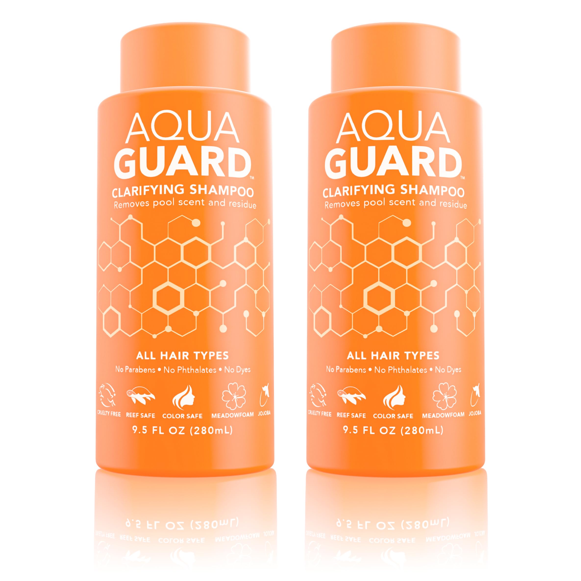 AquaGuard Shampoo Chiarificante Delicato | Sconfiggi il cloro e goditi la piscina | Senza parabeni e glutine, vegano, sicuro per i colori, certificato cruelty-free | Due Flaconi
