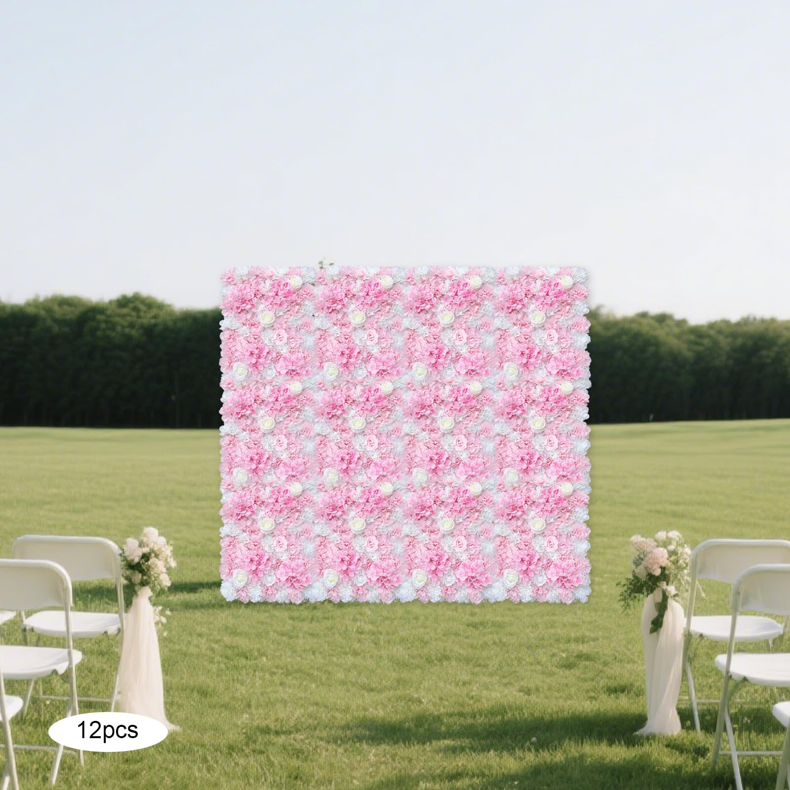 Blumenwandpaneel, 12 Stück Künstliche Rosenwand mit künstlichen Blumen, Blumenhintergrund Kunstblumen für Party Hochzeit Brautdusche
