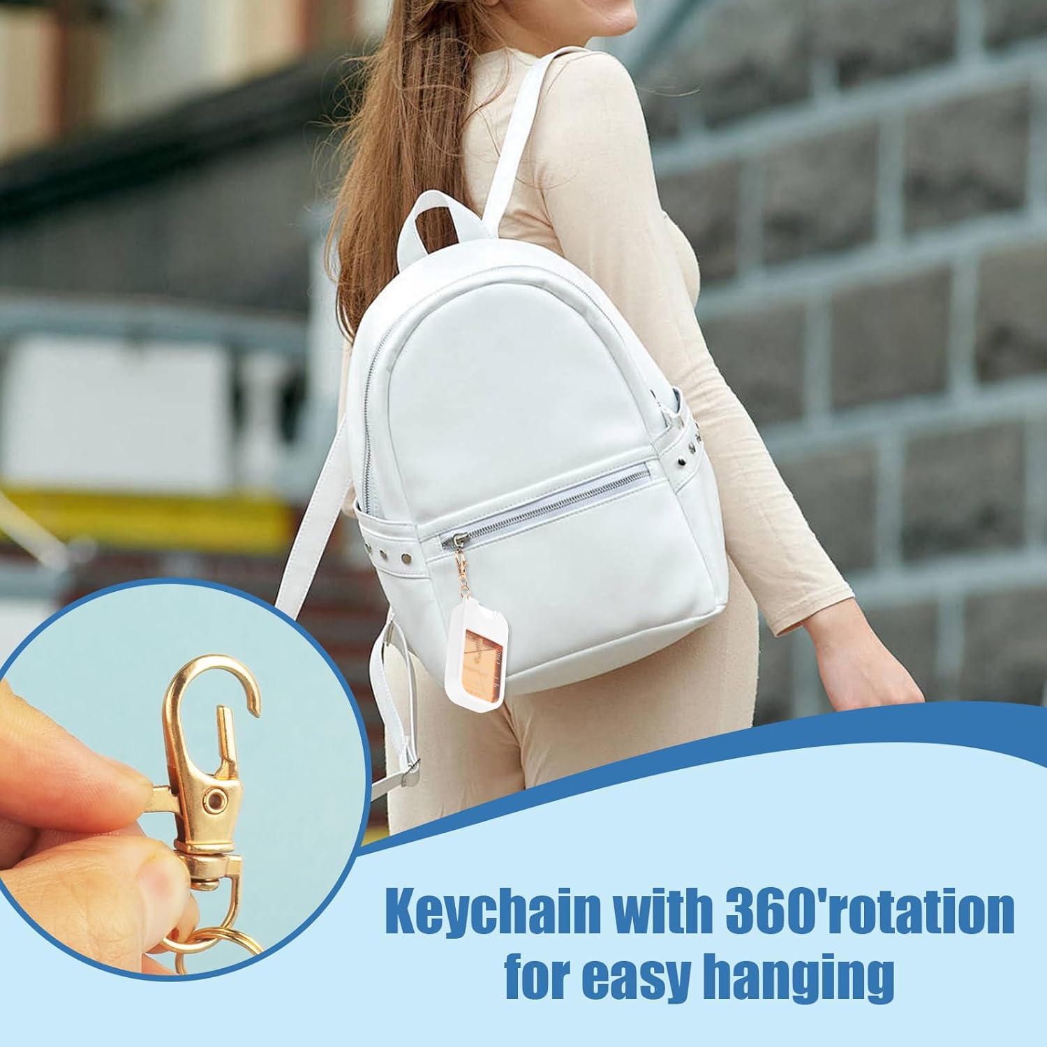 Hand Sanitizer Spray Case Compatible with Touchland, Silicone Hand Sanitizer Case Holder with Keychain for Power Mist and Glow Mist 1 fl oz, (White) - Image 5