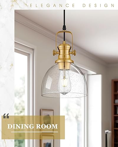 Miniatura 5 de AD-22151-1P2-GD - Paquete de 2 luces colgantes para isla de cocina, 7.5 pulgadas con pantalla de vidrio sembrado transparente, accesorios de luz