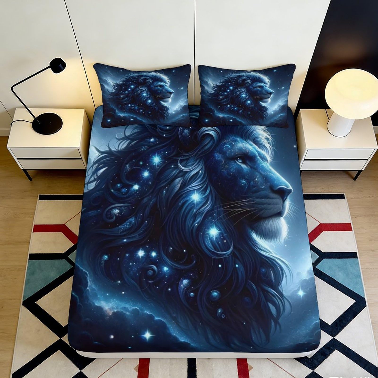 3D Printed Snowflake Fitted Sheet Microfiber Deep Pocket Non-Slip for Adult Bedroom Snowflake Mattress Fitted Cover Washable 160x200x25cm