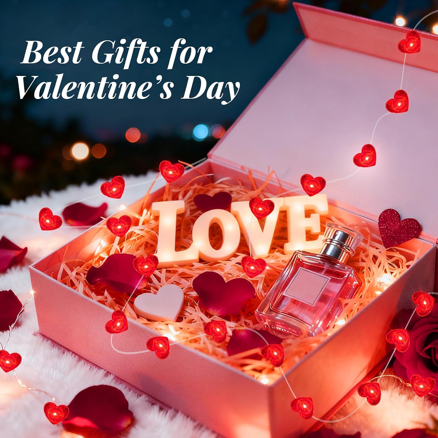 AIKEI Valentines LED Fairy Lights Battery Operated, Red Heart String Lights Waterproof 7 Feet 20 Led Firefly Starry Lighting for Wedding Party Bedroom Table Valentine's Day Decoration (4, Red) image 5