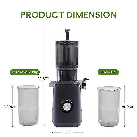 Extractor de Jugos Prensado Frío Boca Ancha 4.25" 200W 120V miniatura 6