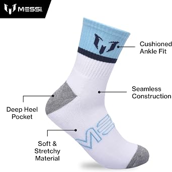 Messi Men's Lifestyle Crew Socks, 6-pack, Soft & Stretchy, Comfortable