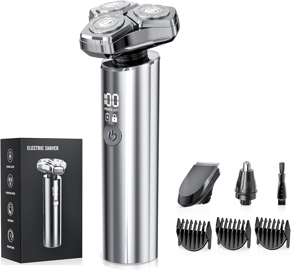 Maquinilla de afeitar eléctrica para hombres, motor de alta velocidad de 10,000 RPM, resistente al agua IPX8, 𝐔𝐩𝐠𝐫𝐚𝐝𝐞𝐝 𝐂𝐮𝐫𝐯𝐞𝐝 𝐑𝐚𝐳𝐨𝐫 𝐅𝐨𝐢𝐥, carga rápida y bloqueo de viaje, regalos para hombres, marido, padre