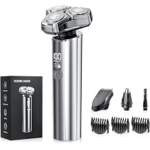 Electric Razor for Men, Wet/Dry Electric Shaver, 10,000RPM High-Speed Motor, Upgraded Curved Razor Foil, 3-in-1 Beard, Nose & Sideburn Trimmer, IPX8 Waterproof,Galaxy Grey