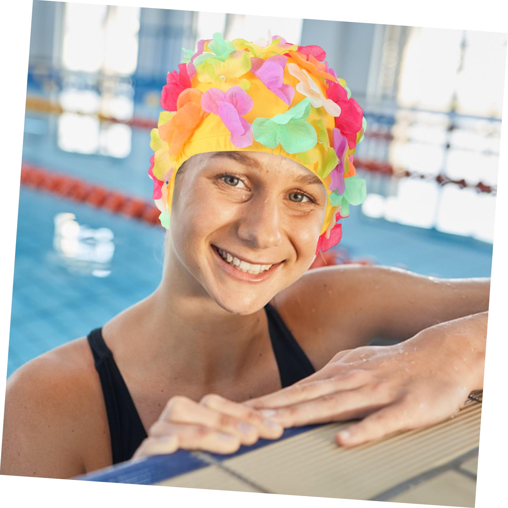 TOYANDONA Bonnet De Bain pour Femme Motif Floral Bonnet De Bain Bonnet De Bain Imperméable Élastique en Tissu Extensible en Nylon