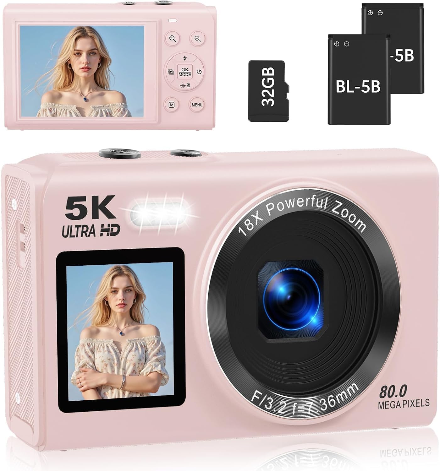 Digital Camera for Kids, 1080P FHD Kids Camera with 32GB SD Card, 44MP Point and Shoot Digital Camera with 16X Zoom, Compact Small Vintage Camera Gifts (CAM21)-image-38