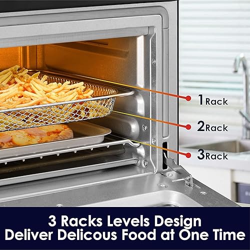 Miniatura 6 de AUMATE Kitchen in the box - Combo de horno tostador y freidora de aire, horno de convección de encimera, freidora de aire, horno de pizza con