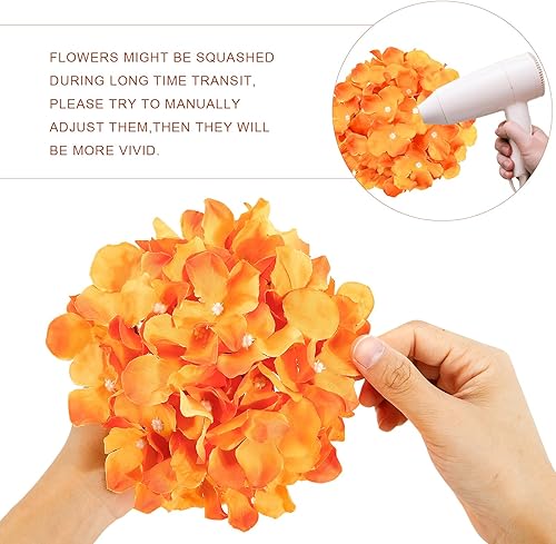 Miniatura 4 de Auihiay 64 flores artificiales de hortensias de seda, cabezas de flores artificiales de hortensia con tallos, flores de hortensias completas para