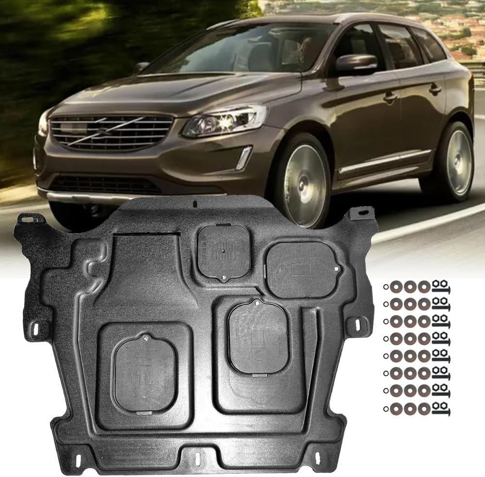 Front Engine Splash Shield for Volvo XC60 2010 2011 2012 2013 2014 2015 2016 2017 Engine Guards Suitable for XC60 Under Engine Cover Mud Flaps Directly Replace Original One Black
