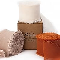 Vista 26 de Ribbli Cinta de gasa blanca – 1.5 pulgadas x 30 yardas, seda hecha a mano, gasa con flecos para invitaciones de boda, envoltura de regalos, ramos