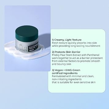 YADAH Cactus Cream 1.69 Fl.Oz. Facial Hydrating Moisturizer Forming Moisture Barrier for Sensitive Dry Skin