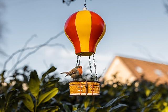 Garden Mile Hot Air Balloon Bird Feeder Novelty Colourful Hanging Bird Feeding Station Seed Feeder for Birds Peanut Feeders for Birds Hanging Bird Table Bird Feeders for Small Birds