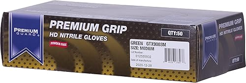 Miniatura 1 de Premium Guard - Guantes desechables con textura de diamante, sin polvo, 50 guantes por caja