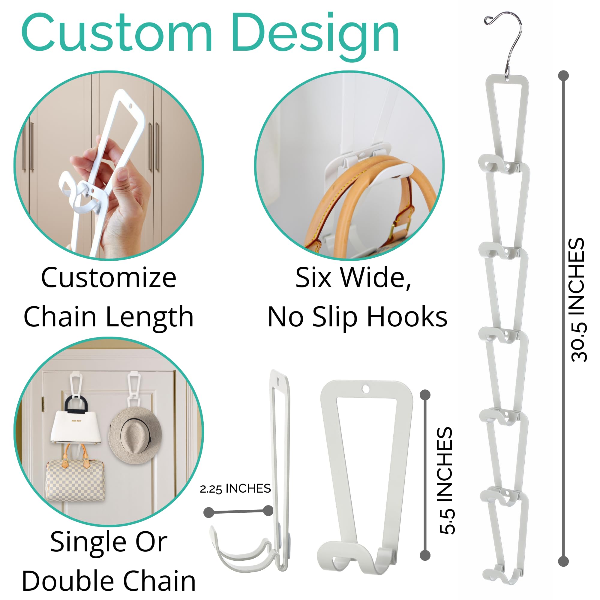 Organizador de bolso elegante y funcional para pared, organizador de bolsos sobre la puerta, estante versátil para colgar en la pared, ideal para uso doméstico u oficina, accesorios adicionales para 3