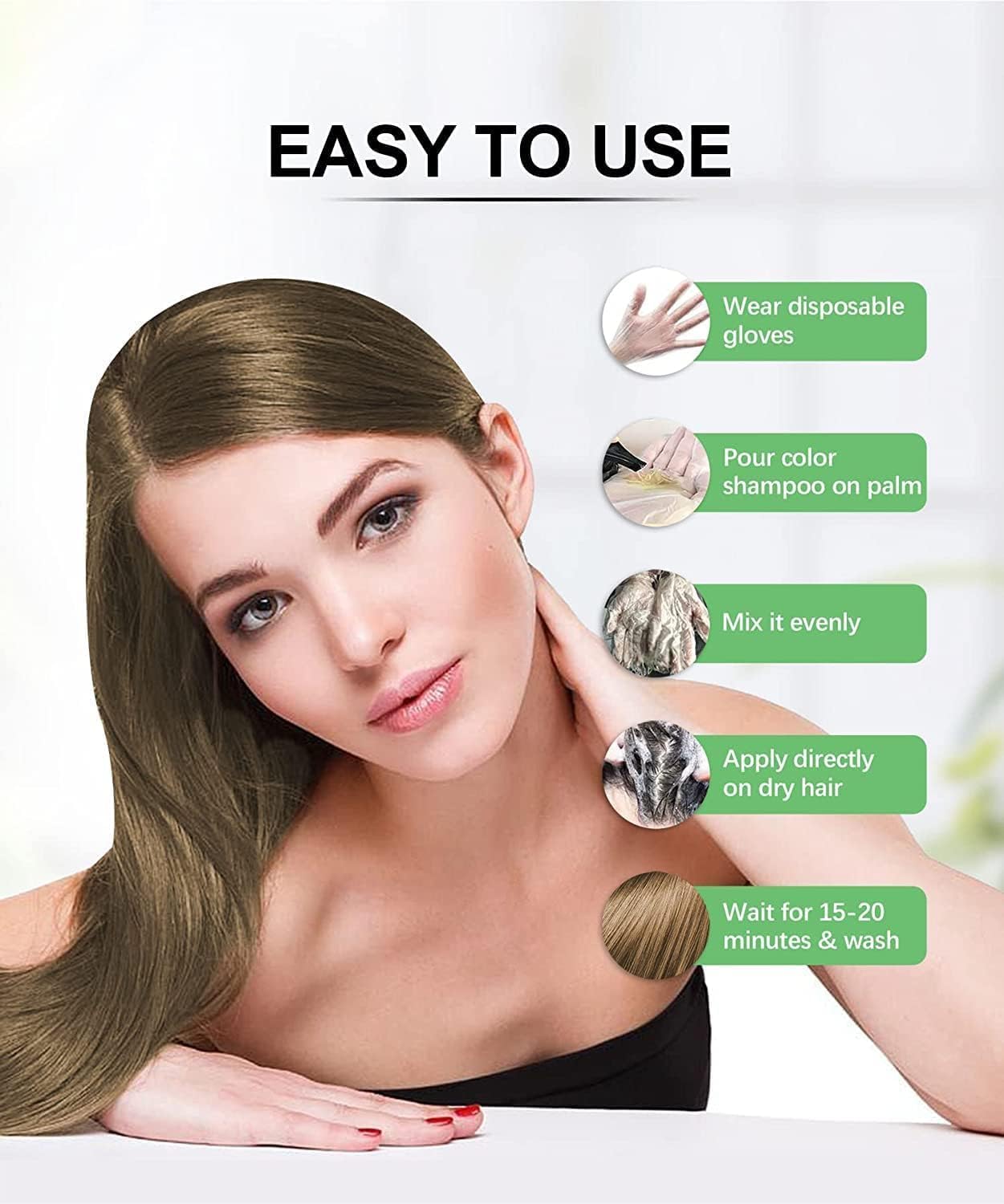 Herbishh Ultimate Hair Color Shampoo Kit (2 sztuki szampon do włosów + maska arganowa) do siwych włosów, trwały szampon do farbowania włosów dla mężczyzn i kobiet, długotrwały szampon (Linen)