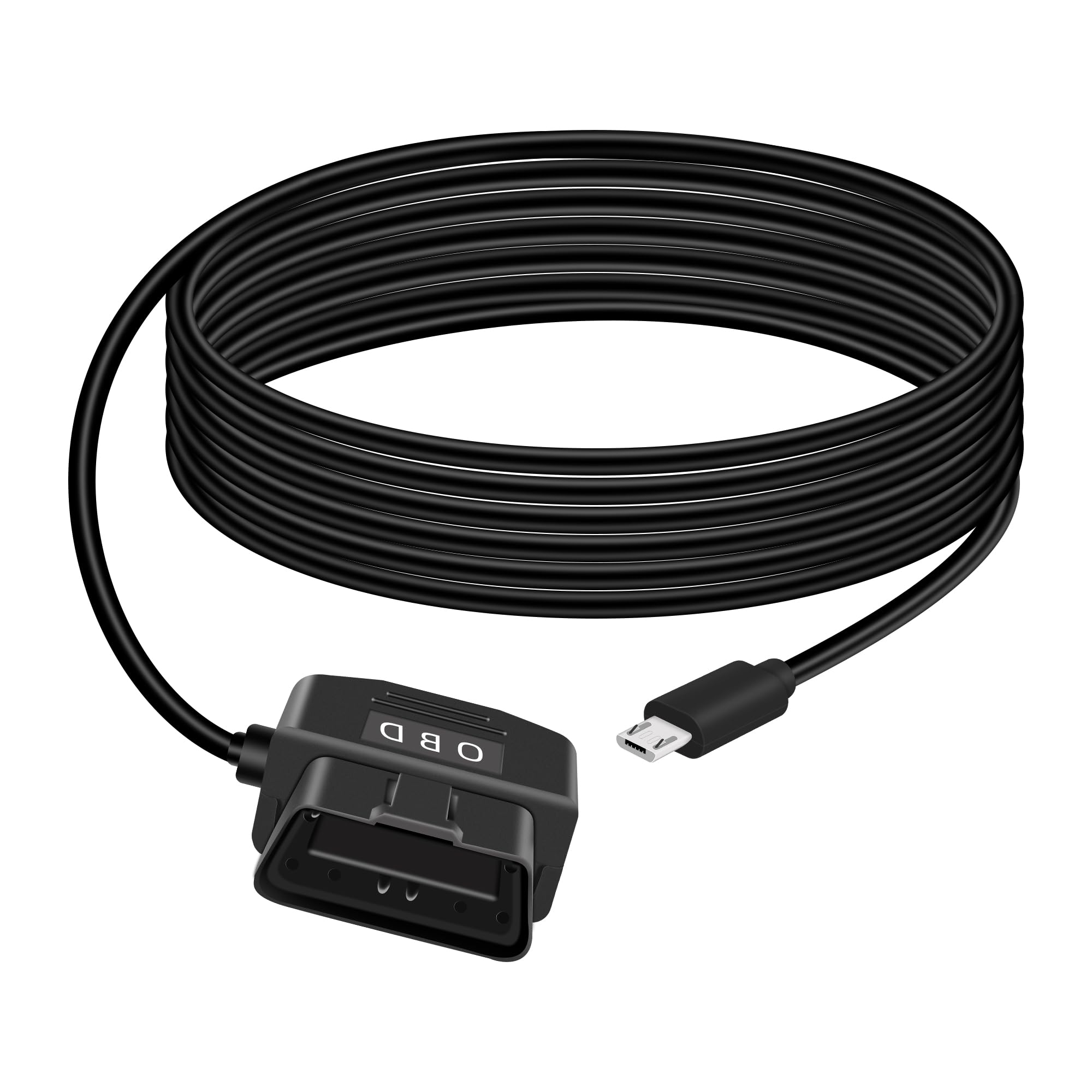 GELRHONR OBD Power Cable for Dash Camera, Micro USB OBD2 Dash Cam Power Cable with Switch Button 24 Hours Surveillance/Acc Mode 12-24V to 5V 23A, for Dashcam, GPS or Radar-3.5M/11.5Ft (Straight Micro)
